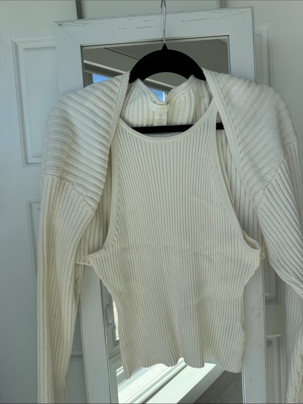 H&M Cream Ribbed Tank Top with Matching Shrug